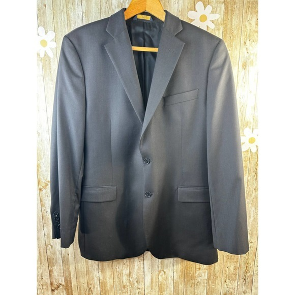 Brooks Brothers 346 Suit Blazer Mens Sz 42L Black 2 Button Pockets Vent Notched